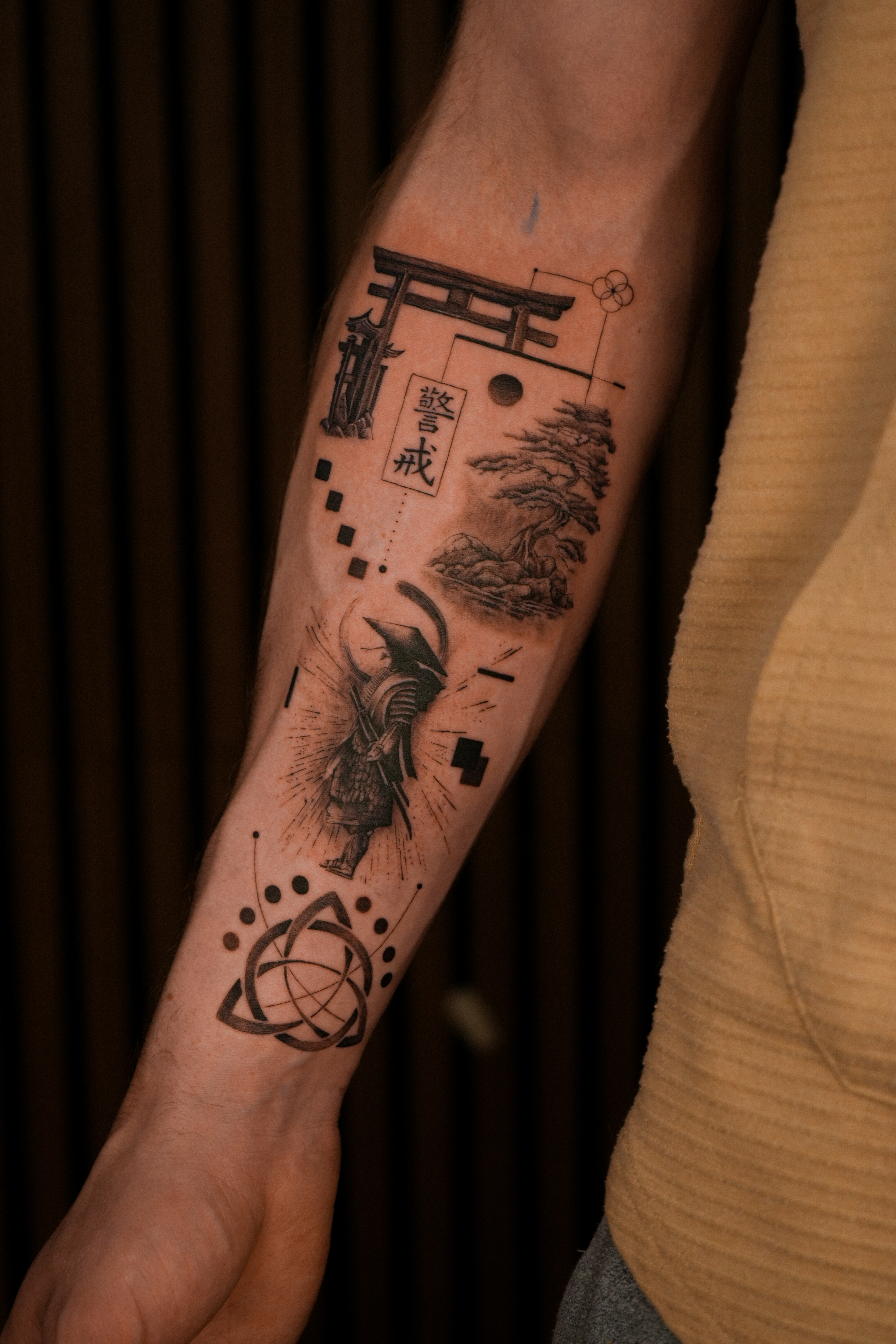 Samurai Japanese fine line forearm